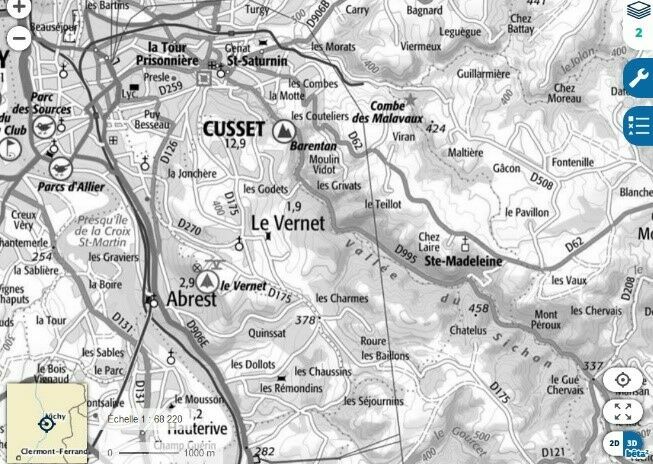 carte topographique du secteur